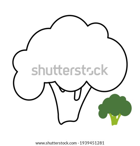 broccoli icon for kindergarten coloring, popular, vector
