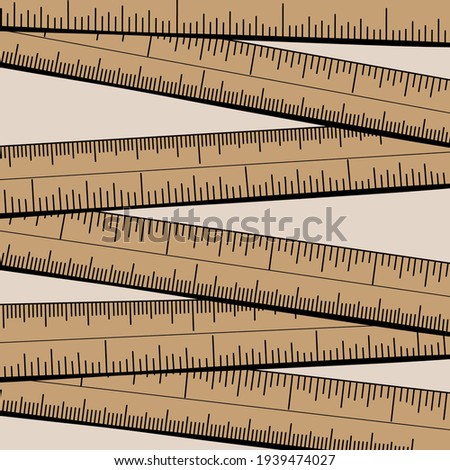 Abstract background with wooden rulers - hand drawn vector illustration. Flat colors. Royalty-Free Stock Photo #1939474027