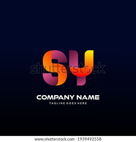 SY Letter initial Logo Vector With colorful, logo for media business
