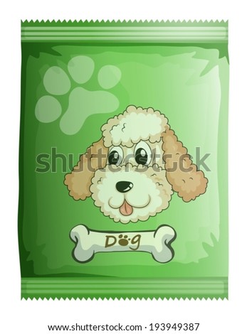 Illustration of a pack of dog food on a white background