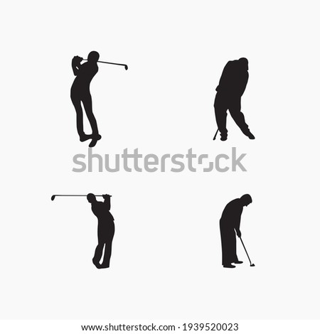collection of golf player silhouettes
