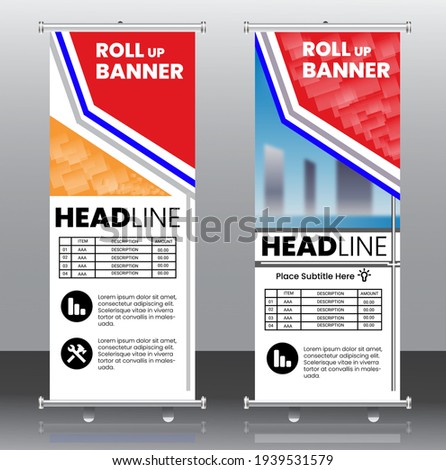 Roll up brochure flyer banner ,simple , design template vector, abstract background, modern x-banner, rectangle size.