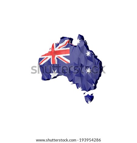 Low Poly Australia Map with National Flag - Infographic Illustration