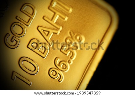 Real gold bar coin scene represent business and finance concept related idea.