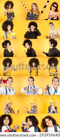 group of people doing different lifestyles, collage