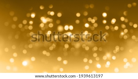 Festive bokeh light yellow-gold glow glitter gradient background empty. Banner candlelight defocused shine abstract for Celebration Christmas, New Year, Diwali, Thanksgiving, Ramadan, Christian, pray