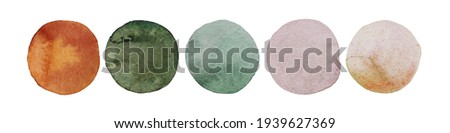 Wedding color idea 2021 trend. Watercolor dot collection. Hand painted Spots on white background. Round, circle Isolated. Blobs of different color. For Wedding dress code card. Abstract bachground Royalty-Free Stock Photo #1939627369