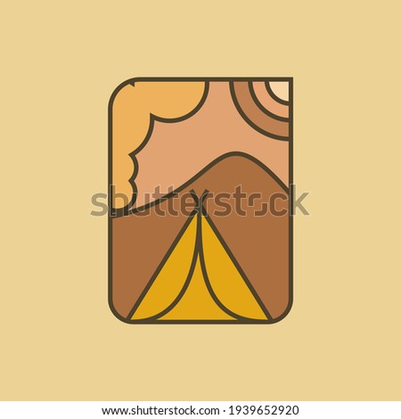 camp logo with mountains in the background, perfect for the badge