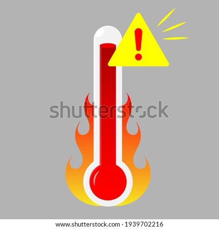 Danger High Temperature thermometer on fire Vector Illustration Royalty-Free Stock Photo #1939702216