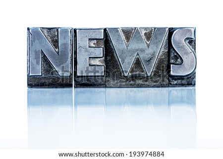 the word news written with lead letters. symbolic photo for newsletters, newspapers and information