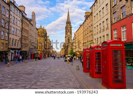 street view of royal miles in Edinburgh, Scotland, UK Royalty-Free Stock Photo #193976243