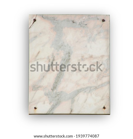 Old marble board on a white background, place for text, copyspace.