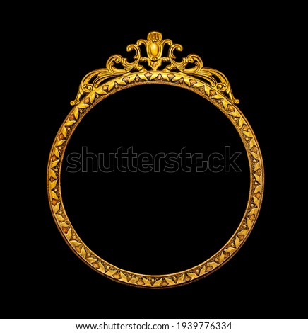 Gold vintage frame isolated on black background, including clipping path