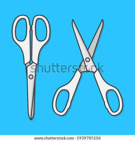 Set Of Red Scissors In Open And Close Position Vector Icon Illustration