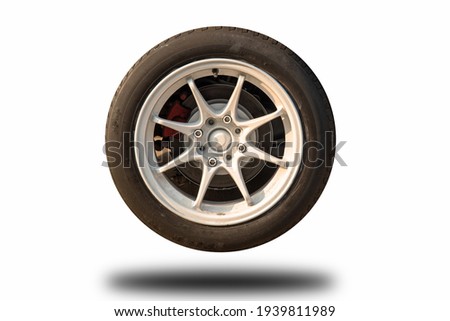 Tires isolated from the background. The old reclaimed deterioration from use clipping part. Royalty-Free Stock Photo #1939811989