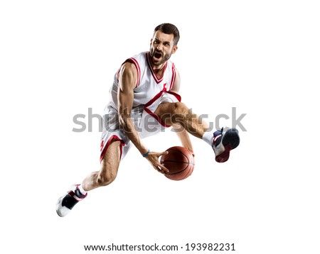 isolated Basketball player in action Royalty-Free Stock Photo #193982231
