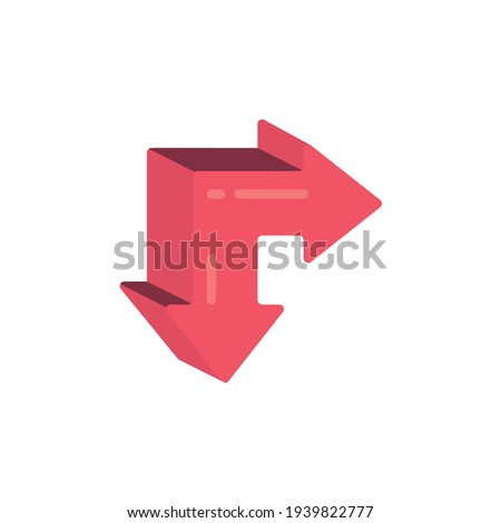 Arrows, Flat Icon Isolated On White Background