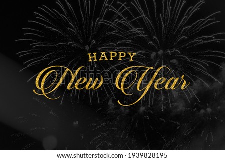Happy New Year Golden Lettering Photo Royalty-Free Stock Photo #1939828195