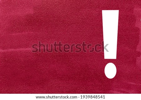 Large exclamation mark on a red background with free space for text and pictures on the left side