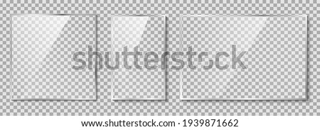Glass plates set. Glass on transparent background vector illustration Royalty-Free Stock Photo #1939871662