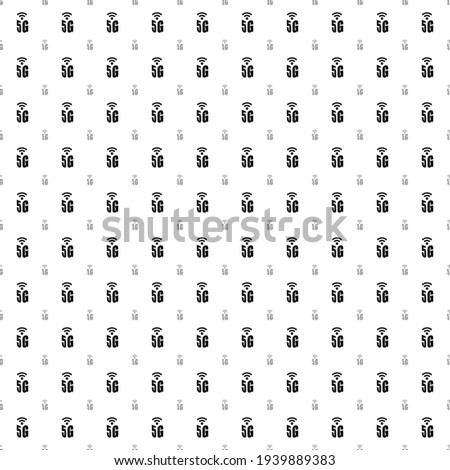 Square seamless background pattern from black 5G symbols are different sizes and opacity. The pattern is evenly filled. Vector illustration on white background