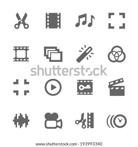 Simple Set of Video Editing Related Vector Icons for Your Design