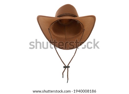 A brown cowboy hat isolated on a white background front view Royalty-Free Stock Photo #1940008186