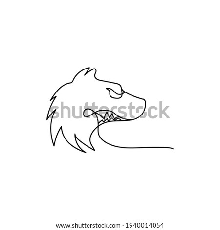 wolf continuous line logo vector outline