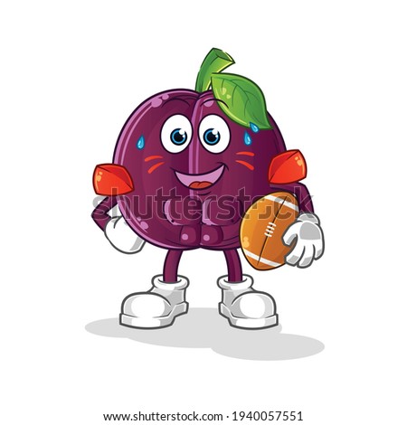 plum playing rugby character. cartoon mascot vector