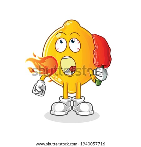 lemon eat hot chilie mascot. cartoon vector