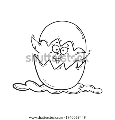 Hi spring! Funny funny chicken welcomes spring. Vector illustration for design or textile print