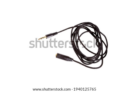 Extension cord and adapter for mobile phone headset for use with computer.