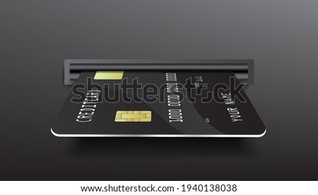 Insert the ATM card and credit card  in the card insert slot for withdrawing money from the bank's ATM,vector for financial concept design Royalty-Free Stock Photo #1940138038