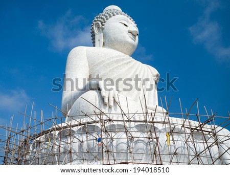 Big 45-meter Buddha monument of the Phuket island in Thailand  