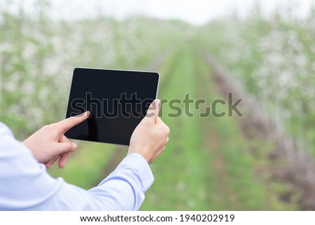 Farmer use tablet for control and monitoring on field