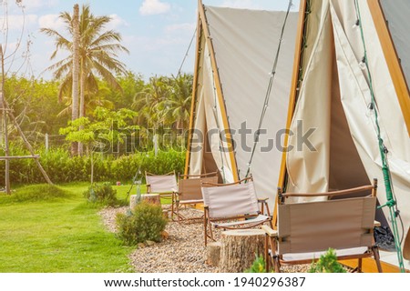Outdoor camping tent in the nature for the tourist