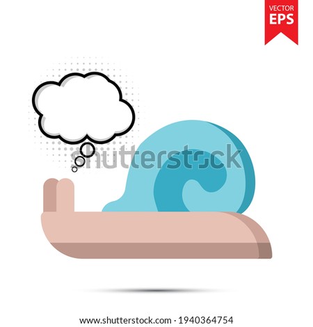 Snail with thought bubble isolated on white background. Animal symbol for your web site design, logo, app, UI. Eps10 vector illustration.