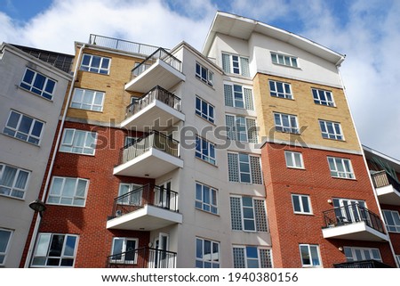 High-rise apartment building in Watford, Hertfordshire, UK Royalty-Free Stock Photo #1940380156
