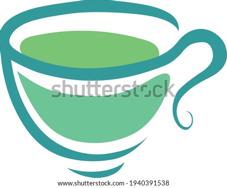Teacup - Thin Line Green Tea Icon stock illustration vector