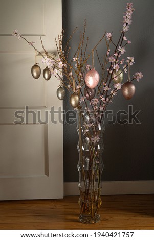 
Traditional Easter tree with eggs.Modern minimalistic Easter decor.