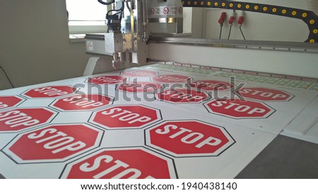 production of safety signs on CNC machine (safety markings on the floor)
