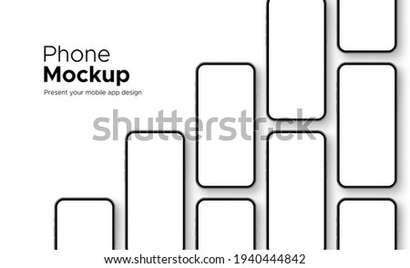 Mobile Phones Mockups with Blank Screens Isolated on White Background. Showing Your App Design. Vector Illustration