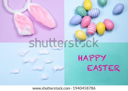 happy Easter eggs over colorful background
