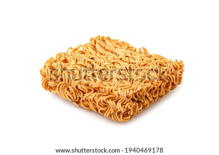 Uncooked instant noodles, isolated on white background.full depth of field