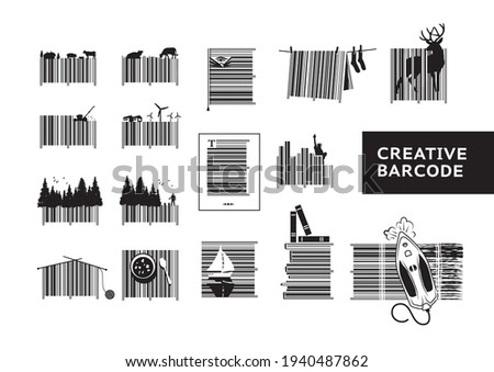 Set of creative barcodes for packaging