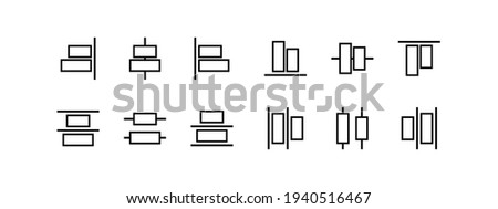 Alignment icons collection. Align icons set. Set of black editing and formatting icons. Outline symbol collection. Different tools for design.  Align signs and symbols set.  Vector graphic EPS 10 Royalty-Free Stock Photo #1940516467
