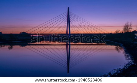 Sunset over the Northern Spire Bridge - Sunderland Royalty-Free Stock Photo #1940523406