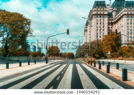 A street intersection with buildings in Buenos Aires, Argentina Royalty-Free Stock Photo #1940554291