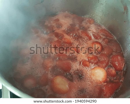 strawberry jam preparation  lemon sugar apple