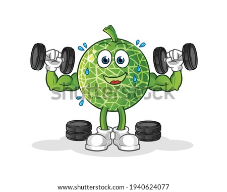melon weight training illustration. character vector